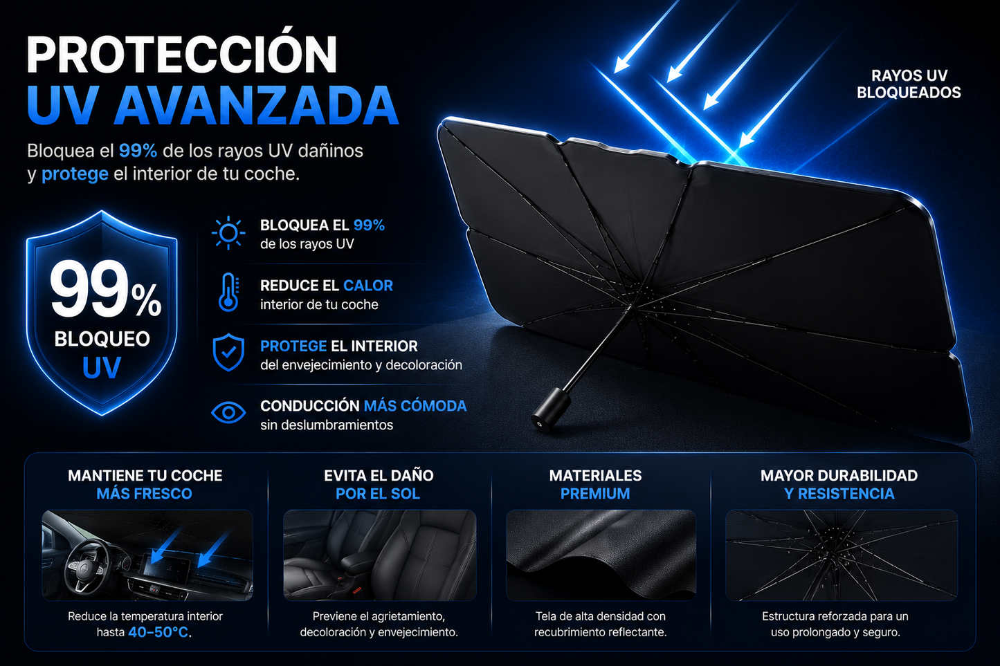 🔥 SolarShade™ Parasol Plegable Premium